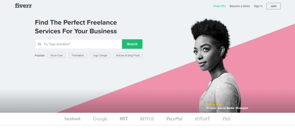 Fiverr landing page