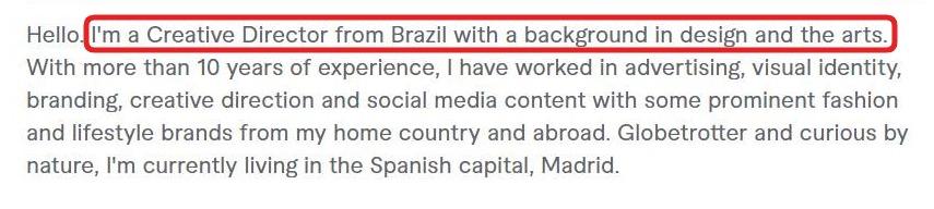 Fiverr profile description Intro